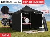 Xclusive Hex Gazebo 3x3m Black with Wheel Bag