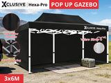 Xclusive Hex Gazebo 3x6m Black