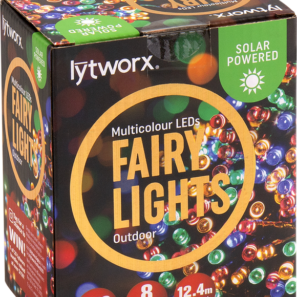 Lytworx Solar 250 LED 12.4M Multicolour Fairy Lights