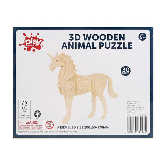 3D Wooden Animal Puzzle - Assorted