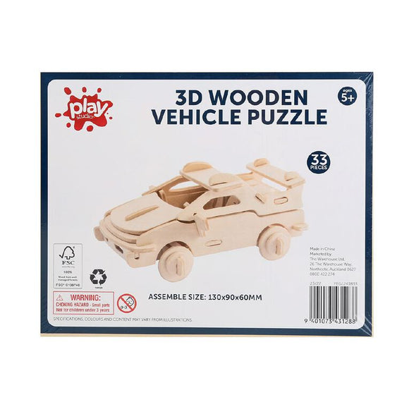 3D Wooden Vehicle Puzzle - Assorted