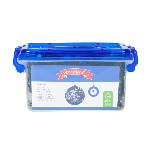 Wonderland Plug-In String Lights 19.5m Multi - Dark Wire