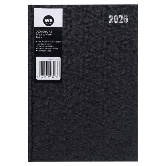 2026 Diary A4 Week to View Black
