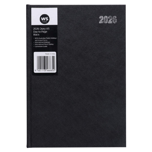2026 Diary A5 Day to Page Black