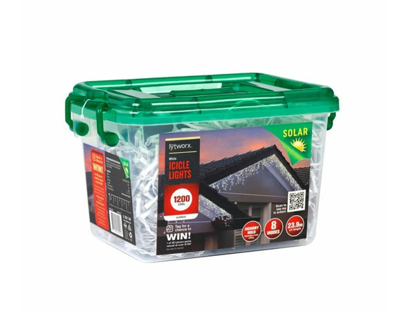 Lytworx Solar Icicle 1200 LED White Lights