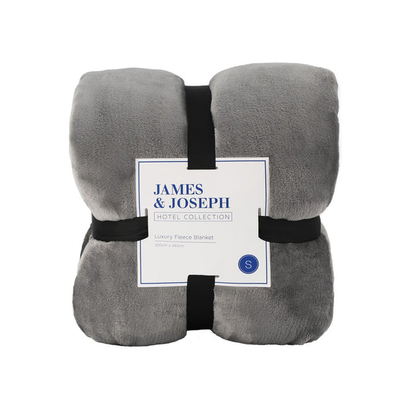 J&J Single Luxury Fleece Blanket - Titanium