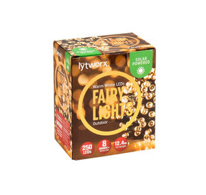 Lytworx 250 Solar LED 12.4M Warm White Fairy Lights