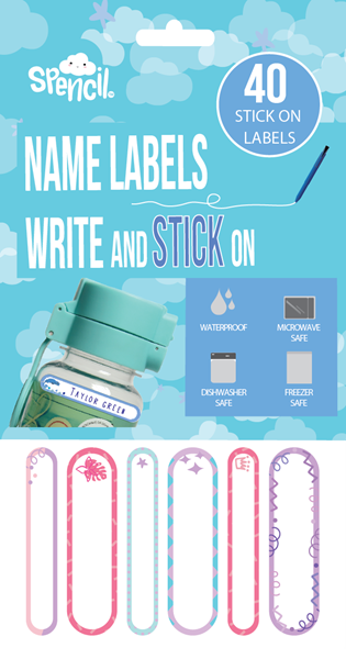 Spencil Write On & Stick On Labels Pastel x 40