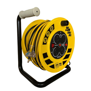 Fixed Cable Reel 3x IP44 Outlets Trade - 25m