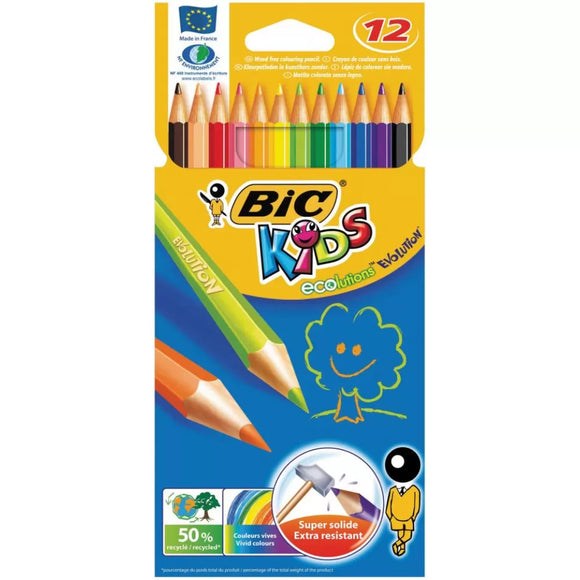 BIC Kids Evolution Coloured Pencils Large Triangle x 12