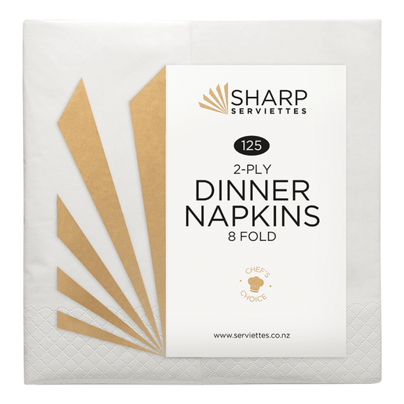 Sharp 2 Ply Dinner Napkin Redifold White x 1500 - CARTON
